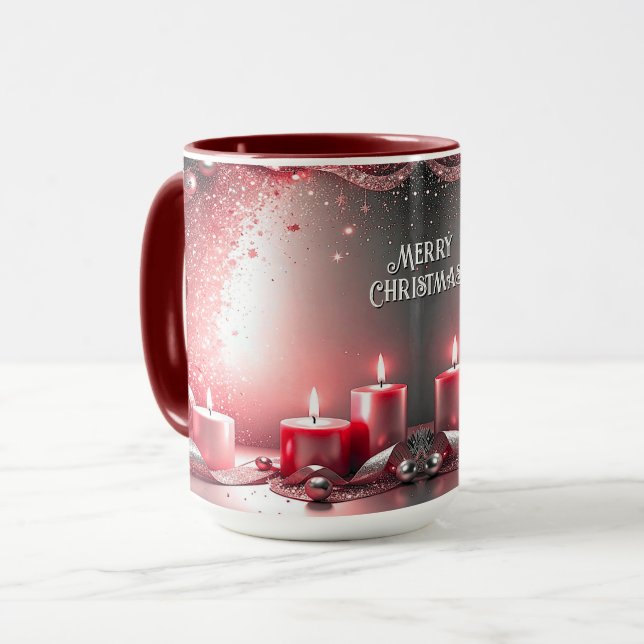 Caneca Velas Vermelhas - Feriado Natal Decorativo (Frente Esquerda)