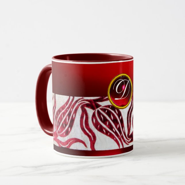 Caneca VELUDO VERMELHO DAMA TULIPA MONOGRAMA Borgonha Bra (Frente Esquerda)
