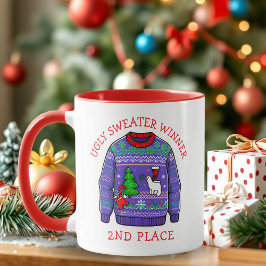 Caneca Vencedor de Suéter Feio do Segundo Lugar Natal