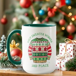 Caneca Vencedor do Terceiro Lugar de Suéter Feio de Natal