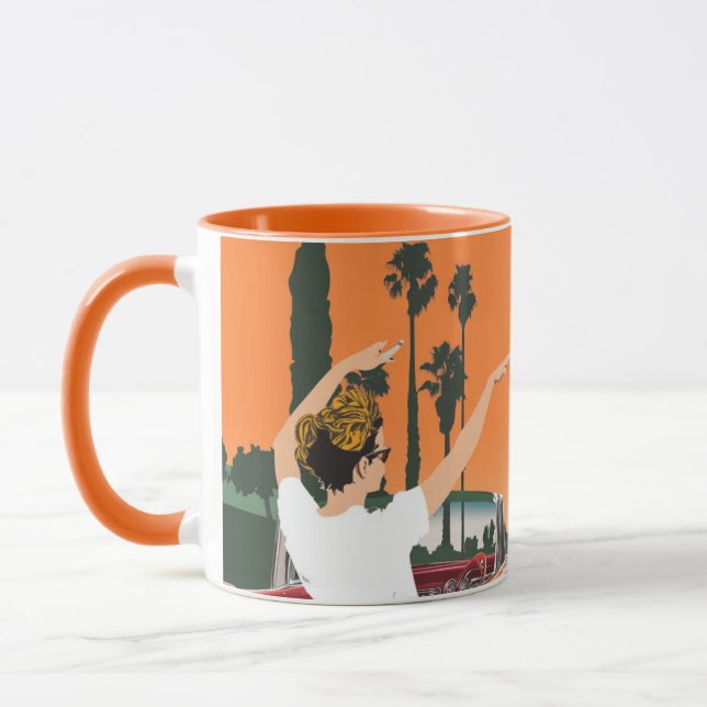Caneca "Venice Beach - Coleção Cali Vibes". Ele retrata (Esquerda)
