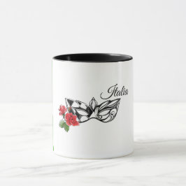 Caneca *~* Venice Venetian Mask e Rosa Itália