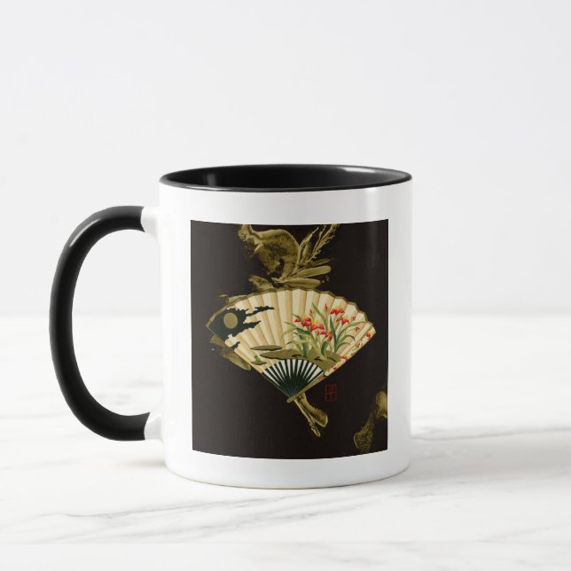 Caneca Ventilador Oriental Crampeado com Design Floral (Esquerda)