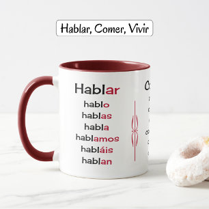 Caneca Verbos espanhóis que aprendem o ensino