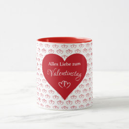 Caneca Verbundene rote Herzen mit Valentinsgruß -
