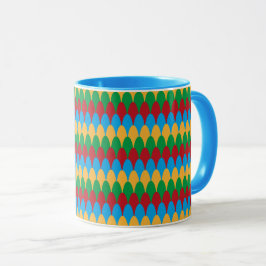 Caneca Verde Azul Amarelo e Escalas Geométricas Vermelhas