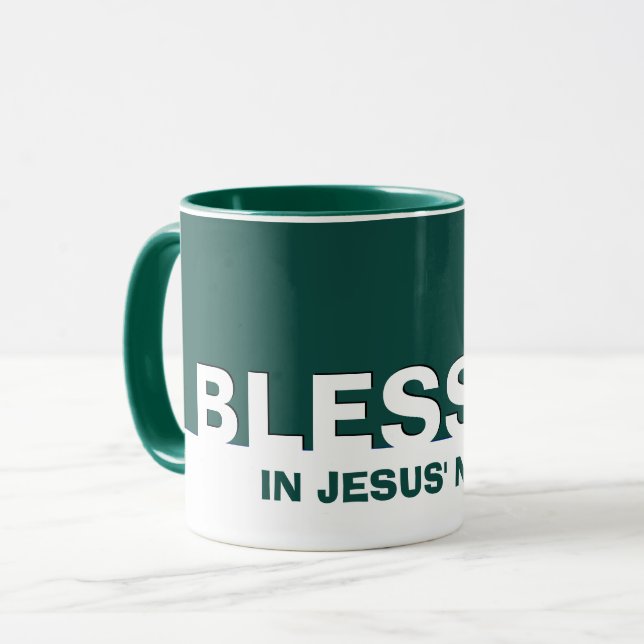 Caneca Verde BATEADO Em Nome De Jesus Cristão (Frente Esquerda)