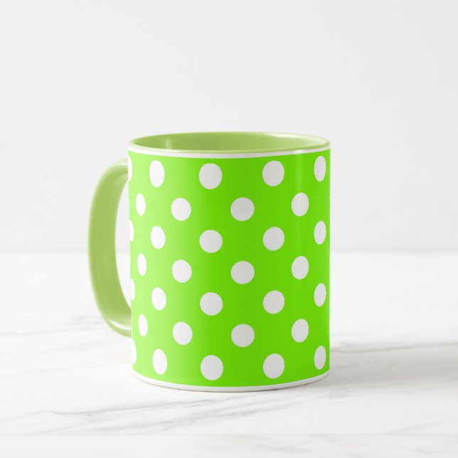 caneca verde, branca e verde com bolinhas (Frente Esquerda)