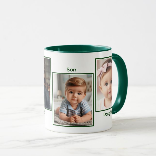 Caneca Verde-caçador de colagem personalizado de quatro f (Frente Esquerda)