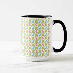 CANECA VERDE COM PINK E BUNNIES AZUIS EASTER