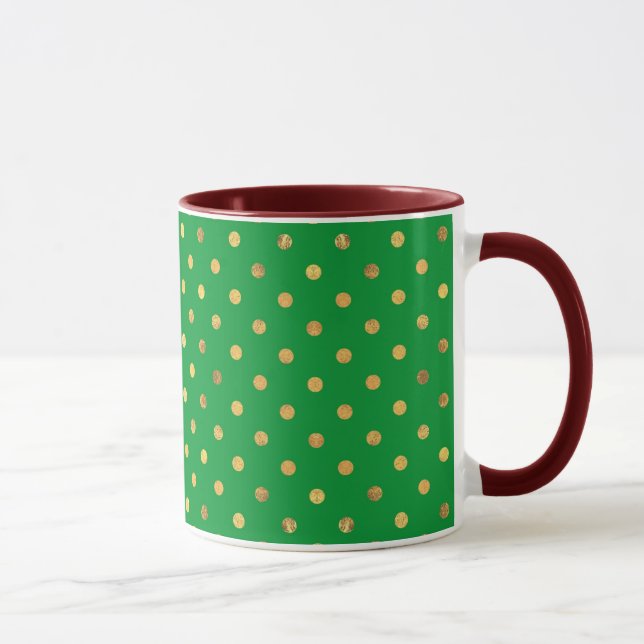Caneca Verde com pontos brilhantes Dourados (Direita)