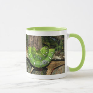 Caneca verde da campainha do cobra da boa