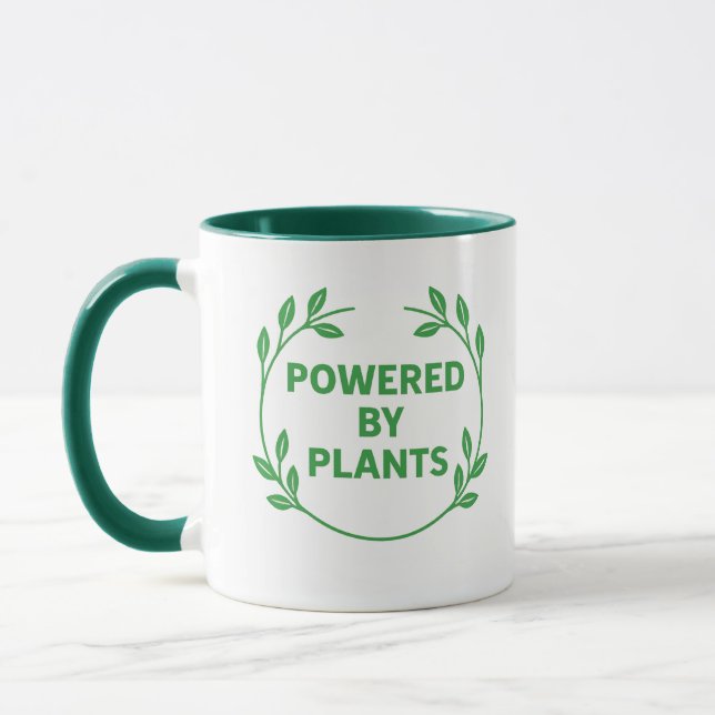 Caneca Verde e Branca Vegana à Base de Plantas (Esquerda)