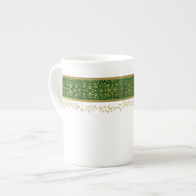 Caneca verde e Dourado do feriado de osso de China (Frente Esquerda)