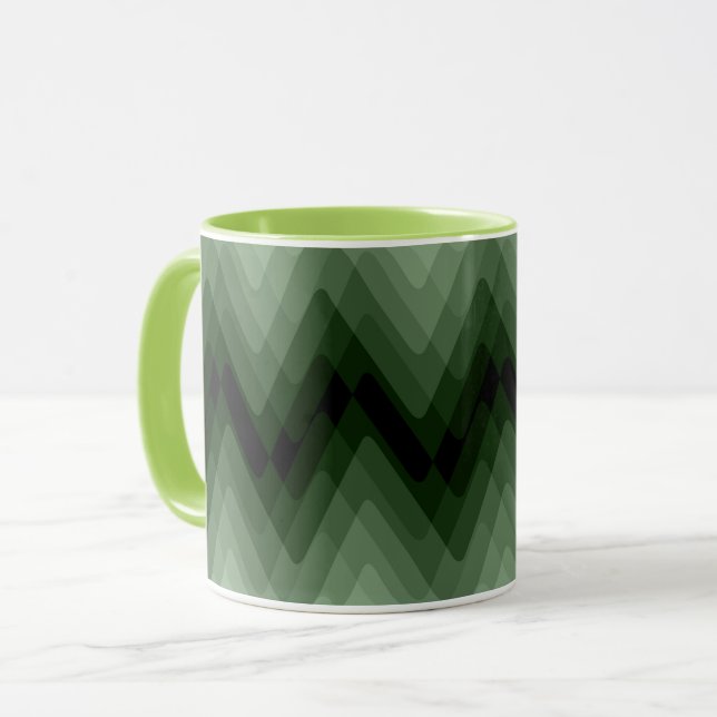 Caneca Verde escuro e ziguezague da menta. travesseiro de (Frente Esquerda)