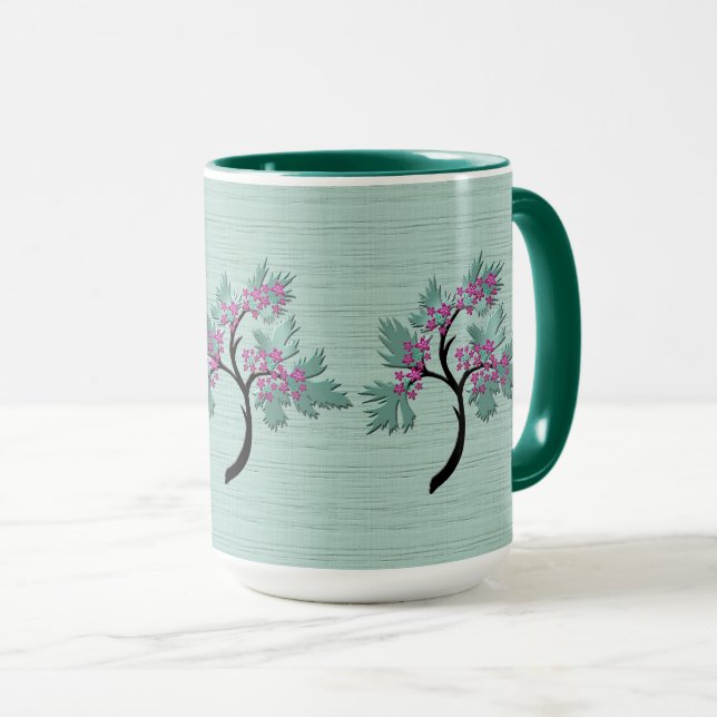 Caneca Verde-Flor Gracioso + ameixa (Frente Esquerda)