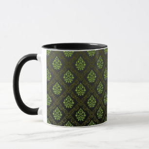 Caneca Verde floral do papel de parede