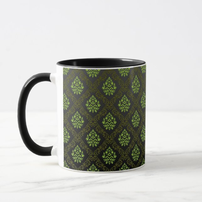 Caneca Verde floral do papel de parede (Esquerda)