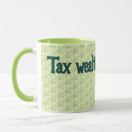 Caneca Verde Geométrico "Riqueza Fiscal, Não Trabalho"