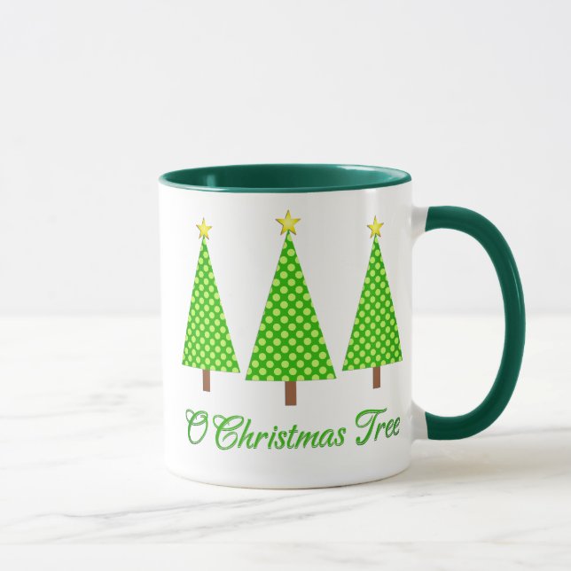 Caneca Verde limão Bolinhas Árvores de Natal Modernas (Direita)