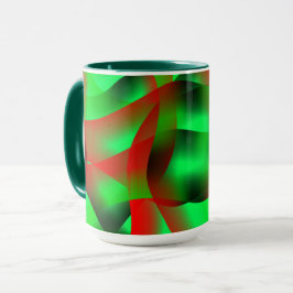 Caneca Verde limão e ondas vermelhas claras, com sombra?