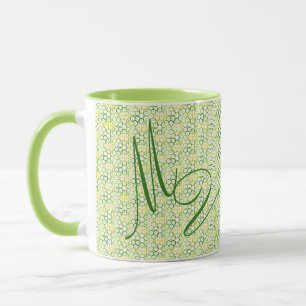 Caneca Verde limão Monograma de Cores Geométricas