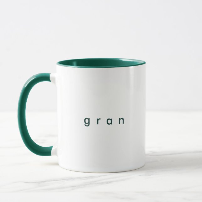 Caneca Verde Mínimo - Gran Branco de Texto Personalizado (Esquerda)