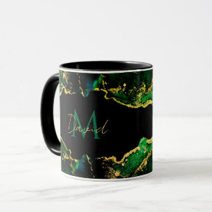 Caneca Verde negro personalizado e brilhante Dourado
