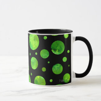Caneca verde preta & branca das bolinhas
