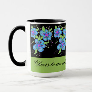 Caneca Verde rosa preto e branco