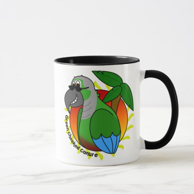 Caneca verde tropical de Cheeked Conure (Direita)