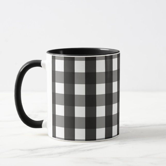CANECA VERIFICAÇÃO DO GINGHAM BRANCO E NEGRO DE EXPLORAÇÃ (Esquerda)