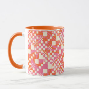Caneca Verificado, Verificações - Rosa, Laranja e Creme