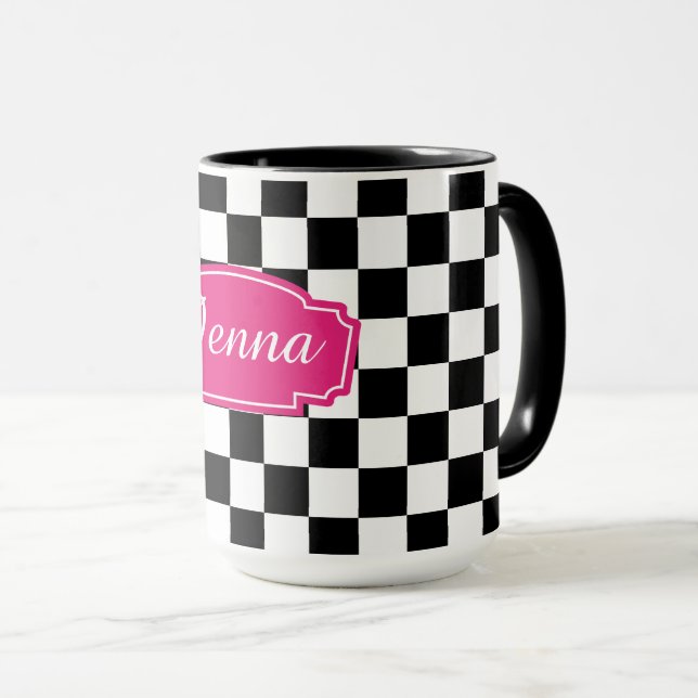 Caneca Verificar preto e branco (Frente Esquerda)