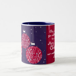 Caneca vermelha/azul do bauble da faísca do Natal