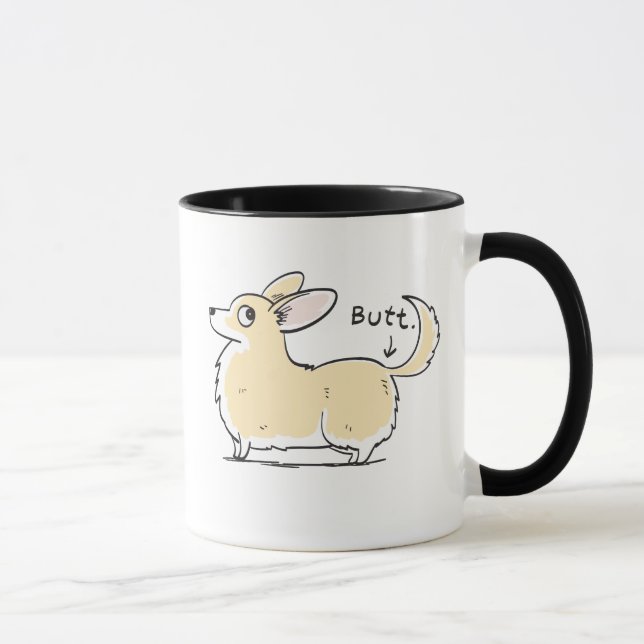 Caneca vermelha/branca do bumbum do Corgi do (Direita)