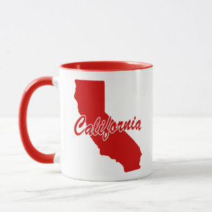Caneca Vermelha com o Contorno do Estado da Califó