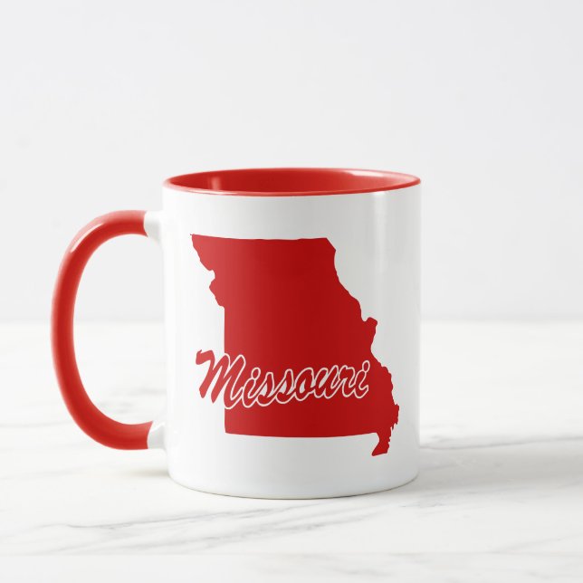 Caneca Vermelha com o Contorno do Estado do Missou (Esquerda)