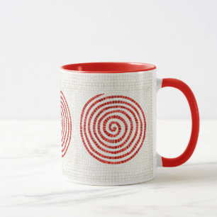 CANECA VERMELHA COMBINADA MOSAICO DE RODAS DE PINO