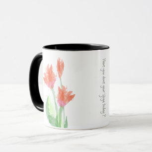 Caneca vermelha das tulipas da ioga