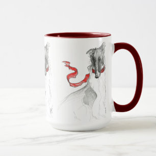 Caneca vermelha do Borzoi do russo
