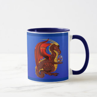 Caneca vermelha do dragão da fortuna