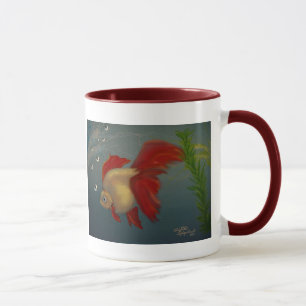Caneca vermelha do peixe dourado de Ryukin