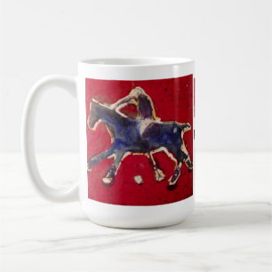 Caneca vermelha e azul do polo