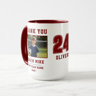 Caneca Vermelha Obrigado Treinador Nome da Equipe 