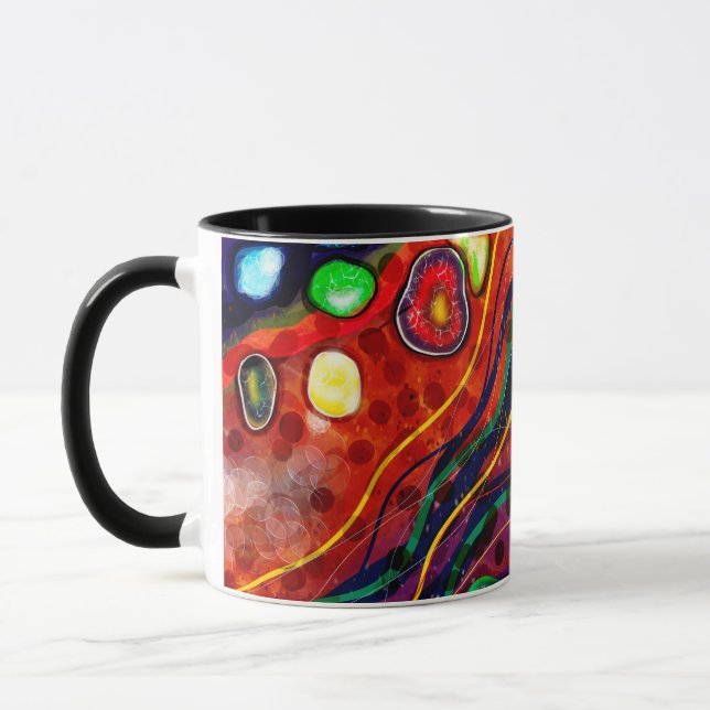Caneca Vermelho, Azul, Cobre, Verde, Abstrato Roxo Modern (Esquerda)