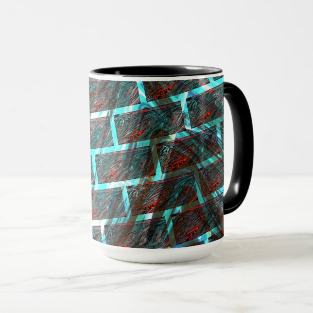 Caneca Vermelho azul manchado, arranhões, rede ou efeito  (Frente Esquerda)