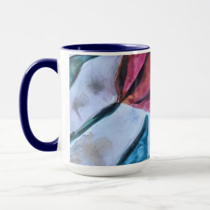 Caneca Vermelho Azul Real e Turquesa