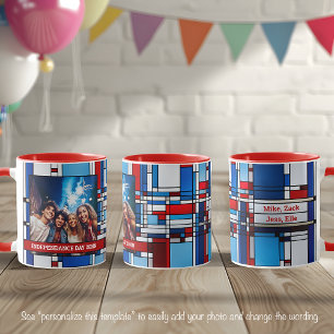 Caneca Vermelho Branco Azul Foto Vidro Colorido Patriótic
