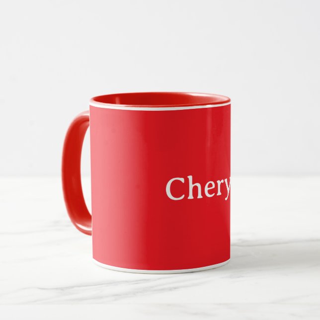 Caneca Vermelho, cor vermelha sólida TEMPLATE, personaliz (Frente Esquerda)